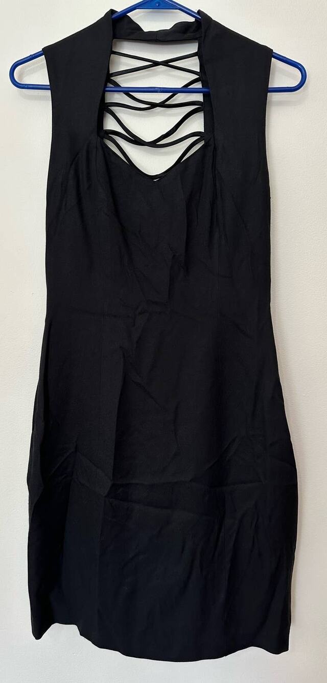 CDC Evening Black Cocktail Dress Size 6 Open Back